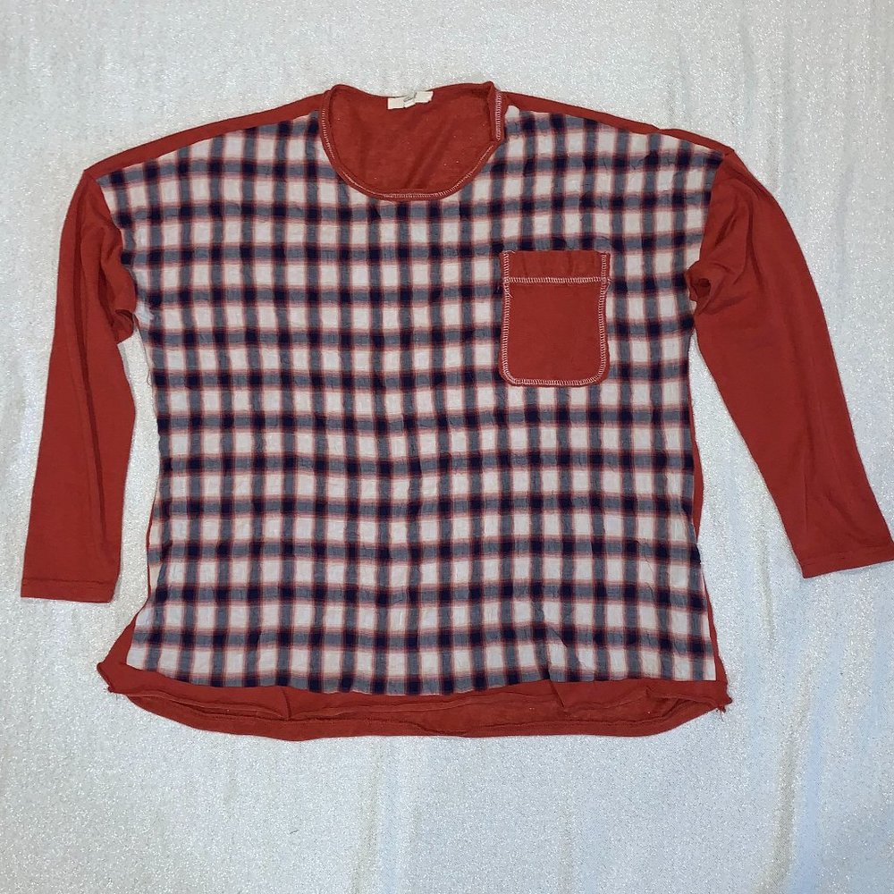 Easel rust/plaid top M.